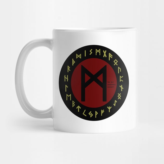 Red Mannaz Futhark Rune Symbol by DepicSpirit